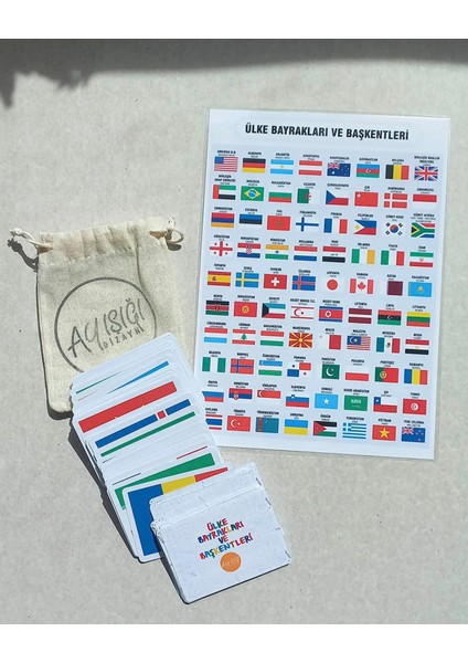 Ülke Bayrakları ve Başkentleri Yaz-Sil Eğitici Oyun Kartları (Pvc Kaplamalı)