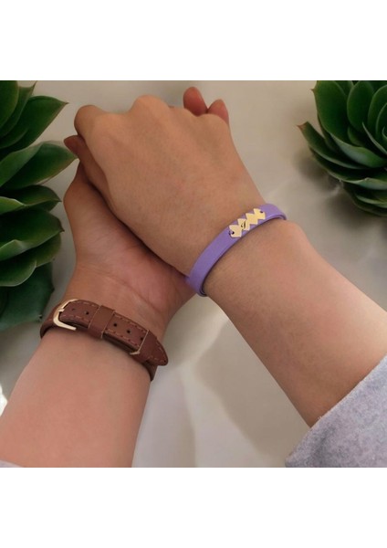 Kadınlara Özel 14 Ayar Altın Plakalı Hayat Döngüsü Figürlü Özgün Derili Harf Bilekliği-372Harf-MOR fırsatları