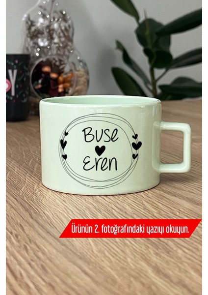 Kişiye Özel Iki Isim Yazılı Pastel Fincan Yeşil Sevgililer Günü Hediyesi U9A U8X fiyatları