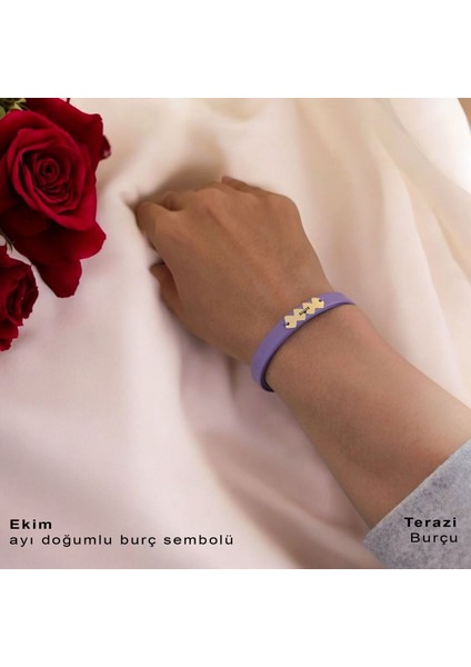 Hayat Döngüsü Motifli Özgün Derili Kadınlara Özel 14 Ayar Altın Plakalı Doğum Ay Bilekliği-372AY-MOR fiyatları