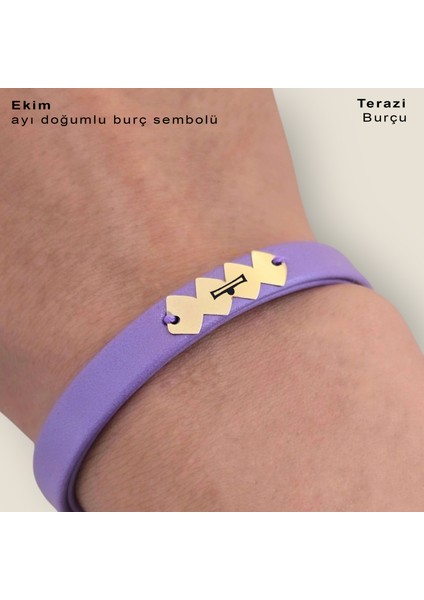 Hayat Döngüsü Motifli Özgün Derili Kadınlara Özel 14 Ayar Altın Plakalı Doğum Ay Bilekliği-372AY-MOR modelleri