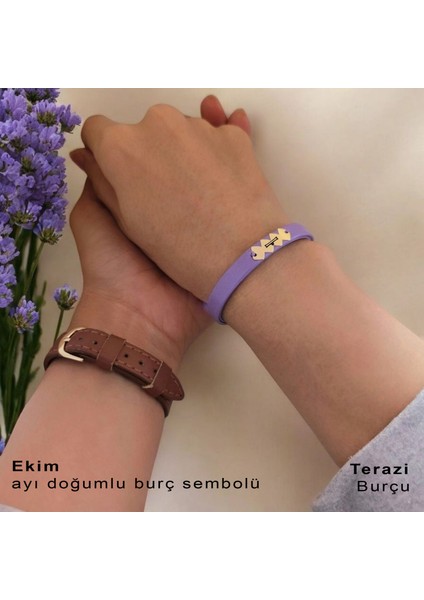 Hayat Döngüsü Motifli Özgün Derili Kadınlara Özel 14 Ayar Altın Plakalı Doğum Ay Bilekliği-372AY-MOR fırsatları
