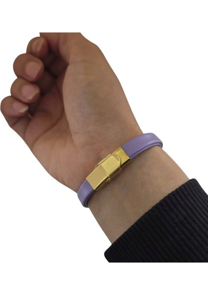 Hayat Döngüsü Motifli Özgün Derili Kadınlara Özel 14 Ayar Altın Plakalı Doğum Ay Bilekliği-372AY-MOR indirimleri