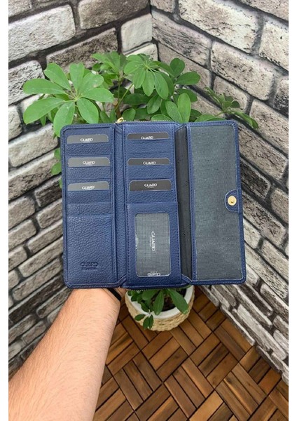 Hakiki Deri Lacivert Kadın Cüzdanı (T904)