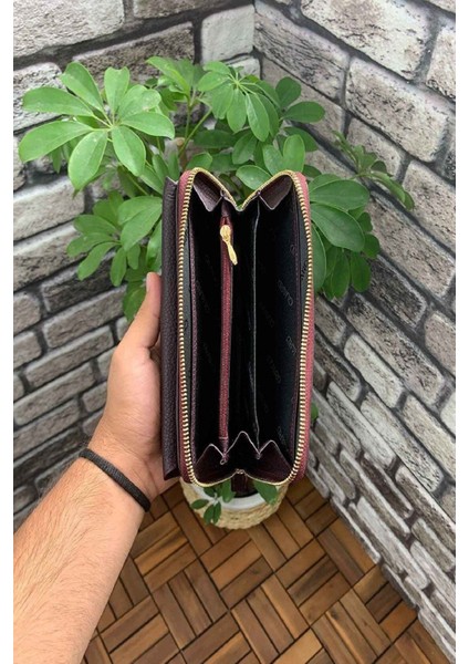 Hakiki Deri Mat Bordo Kadın Cüzdanı (T1096)