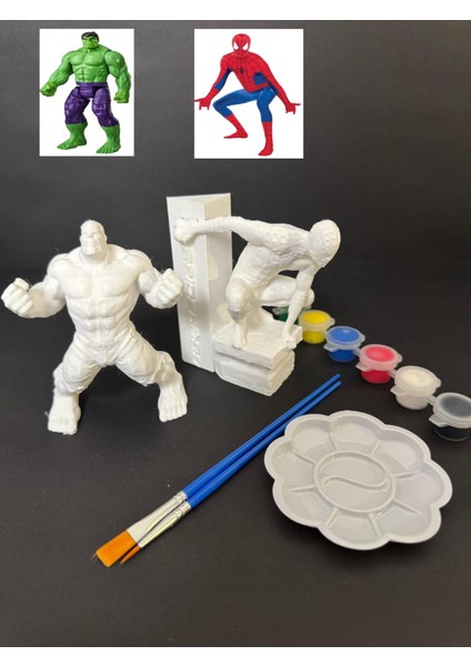 Hulk ve Örümcek Adam 3D Figür Boyama Seti