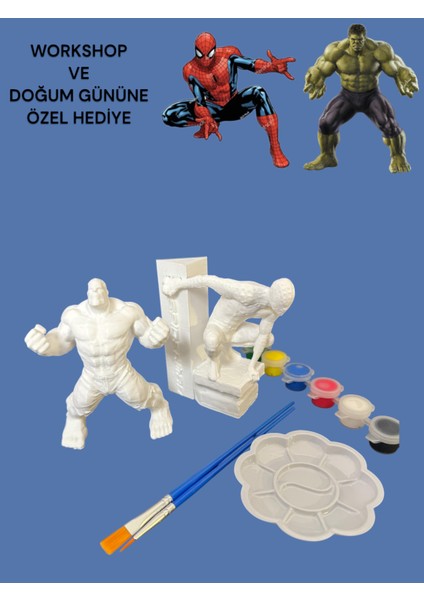 Hulk ve Örümcek Adam 3D Figür Boyama Seti