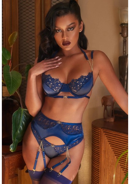 Rahat Estetik ve Şık Tasarım Saks Jartiyer Gecelik Set fiyatları