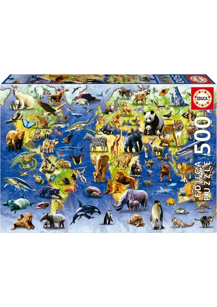 500 Parça Yüz Tehlike Altındaki Hayvan Türü Puzzle - 19908 - One Hundred Endangered Species