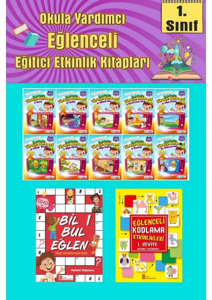 1.sınıflar Için Okumayı Sevdiren 10 Lu Hikaye Seti -Bil Bul Eğlen-Kodlama 12 (Okulda Evde Tatilde)