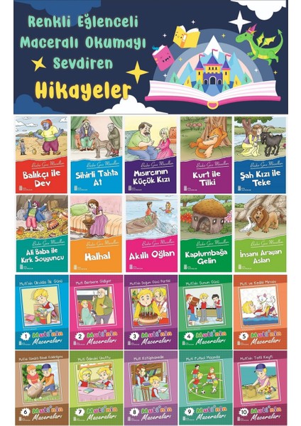 1. Sınıf Renkli Eğlenceli Maceralı Okumayı Sevdiren Hikayeler 2 (20 Kitap)
