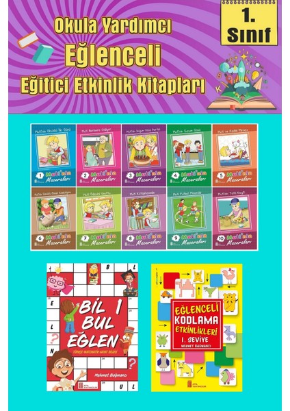 1.sınıflar Için Okumayı Sevdiren 10 Lu Hikaye Seti -Bil Bul Eğlen-Kodlama 9 (Okulda Evde Tatilde)