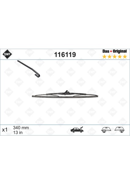 Silecek Süpürgesi Arka Golf3-Golf4 340 mm 11