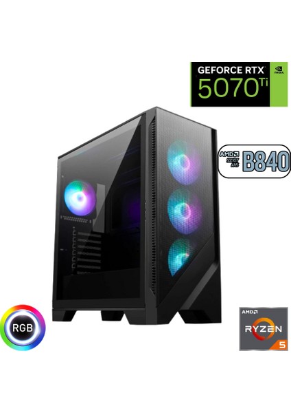 Ryzen 5 7500F 16GB Ddr5 1tb SSD Rtx 5070TI 16GB B840 Wi Fi Anakart Oyuncu Bilgisayarı