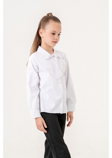 Kız Çocuk Dantelli Kravatlı Gömlek 6404 modelleri