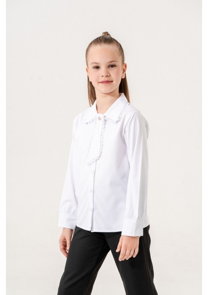 Kız Çocuk Dantelli Kravatlı Gömlek 6404 fırsatları