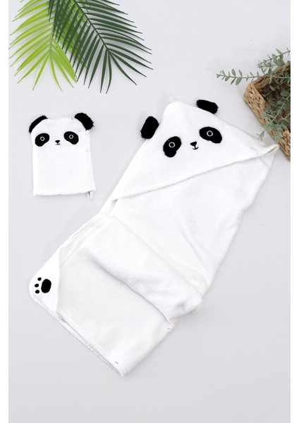 Kız Erkek Bebek Sevimli Panda Lüks Havlu Seti % 100 Pamuk Kumaş 0- 2 Yaş STL6961