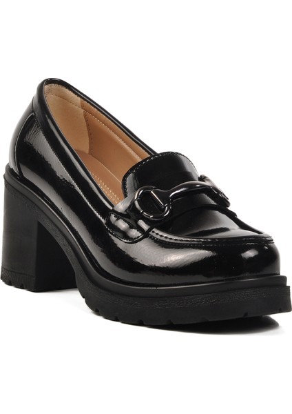 Siyah Rugan Kalın Topuk Kadın Günlük Ayakkabı 572401 Z