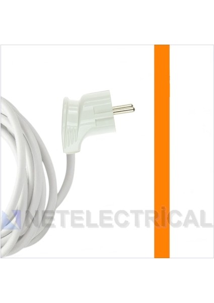 Tekli Seyyar Uzatma Kablosu - 5 Metre 3x2.5 Ttr Kalın Beyaz Kablo | Yan Erkek Fiş modelleri