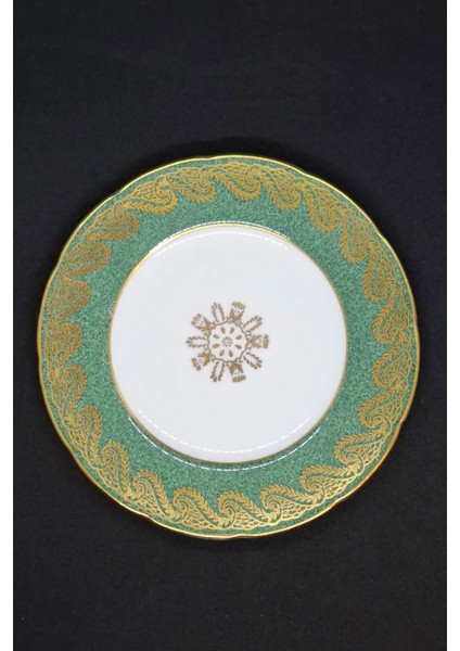 Foley Bone China Ingiliz Yeşil Porselen Antika Tatlı Tabağı 15 cm