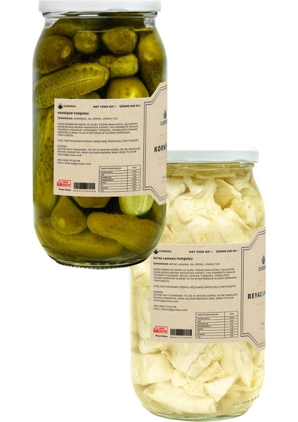 Çıtır Turşu İkilisi Beyaz Lahana ve Kornişon 1200 Gr 2'li