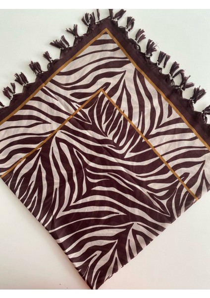 Püsküllü Zebra Desen Tülbent Yazma
