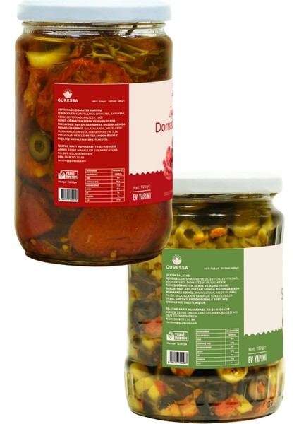 Akdeniz Sofrası Zeytin Salatası ve Zeytinyağlı Domates Kurusu 720 Gr 2'li
