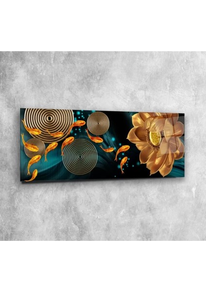 Marsilyan- Gold Balıklar Panoramik Cam Tablo