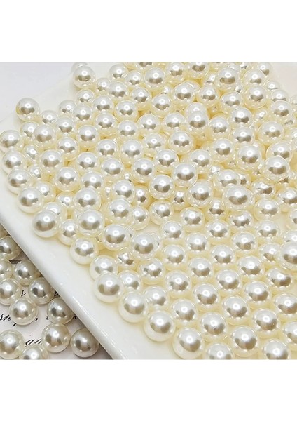 8 mm Plastik Çakma İncisi Deliksiz İnci Krem Renk 30 gr ( 80-85 Adet )