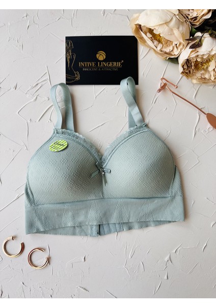 Celine C Cup Bambu Hisli Ultra Rahat Polamid Kumaştan Dokulu Dantel Detaylı Balensiz Desteksiz Sütyen