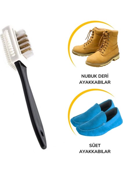 Çift Taraflı Pratik Taşınabilir Süet Nubuk Deri Çizme Bot Ayakkabı Temizleme Bakım Fırçası (4887)