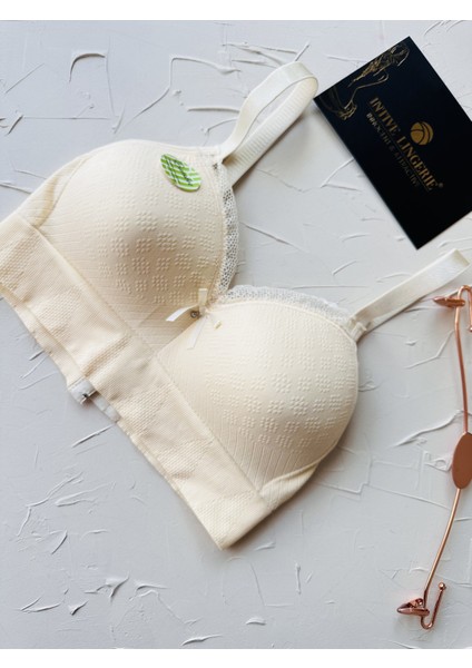 Celine C Cup Bambu Hisli Ultra Rahat Polamid Kumaştan Dokulu Dantel Detaylı Balensiz Desteksiz Sütyen fiyatları