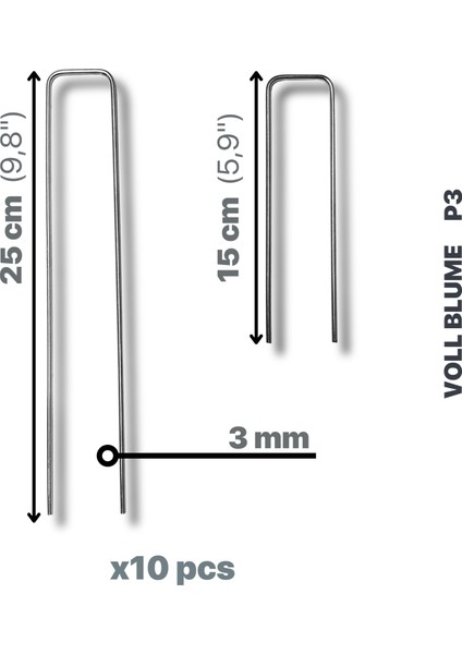 P3 25CM 15CM Çelik Metal Peyzaj Kazığı Bahçe Demiri Kaymaz Kancalı Branda Çivisi Paslanmaz Çelik Gümüş 10 Adet fırsatları