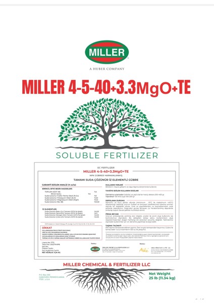 Mıller 4-5-40+3.3mgo+Te 11 kg