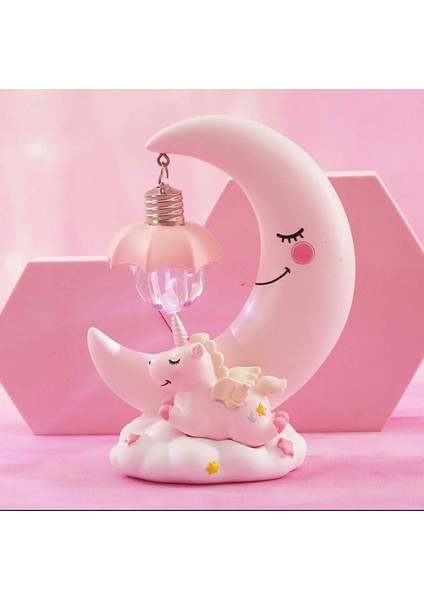 Mr LED Unicorn Ay Reçine Gece Lambası Aydınlık Sevimli Yatak Odası Gece Lambası Doğum Günü Hediyesi