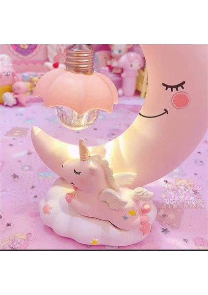 Mr LED Unicorn Ay Reçine Gece Lambası Aydınlık Sevimli Yatak Odası Gece Lambası Doğum Günü Hediyesi