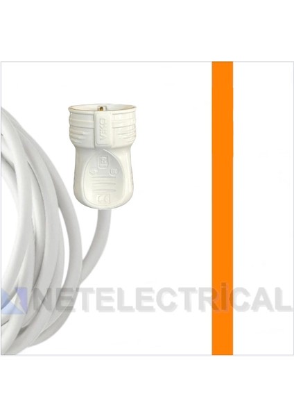 Tekli Seyyar Uzatma Kablosu - 1 Metre 3x2.5 Ttr Kalın Beyaz Kablo | Yan Erkek Fiş
