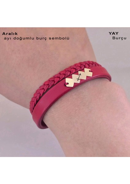 Derili Yaşam Döngüsü Motifli 14 Ayar Altın Plakalı Kadınlara Doğum Ay Bilekliği-373AY-KIRMIZI modelleri