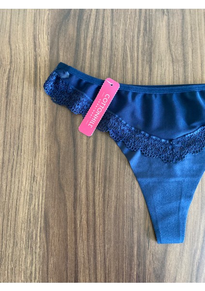 Lacivert Tül Dantel Detaylı Kadın Tanga Külot modelleri