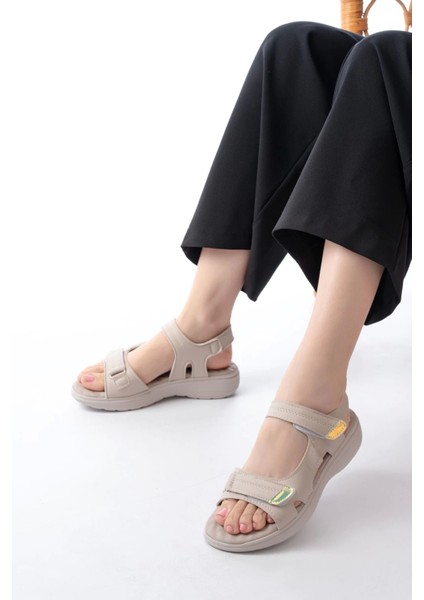 DM-363 Bej Baret Cırtlı Dikişli Günlük Kadın Sandalet fiyatları