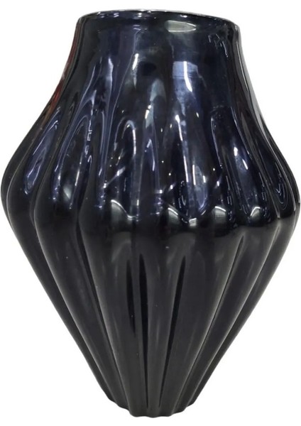 Siyah Vazo 29X20 Ağız Çap 10CM Taban 8cm Sofistike Dekoratif Süsleme Dekorasyon Parlak 1 Adet