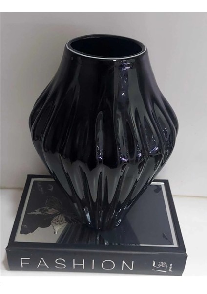 Siyah Vazo 29X20 Ağız Çap 10CM Taban 8cm Sofistike Dekoratif Süsleme Dekorasyon Parlak 1 Adet modelleri