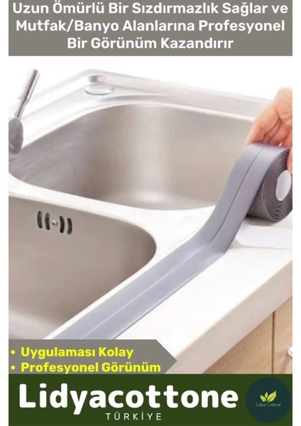 Izolasyon Bant Su Geçirmez Sızdırmaz Dayanıklı Pvc Yağ Kenar Küf Önleyici 3.2m Gri