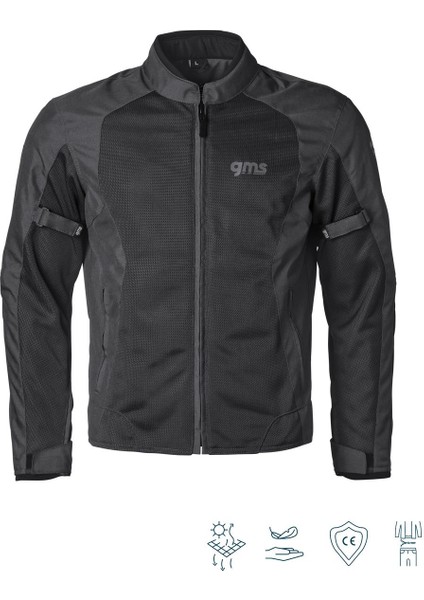 Fıftysıx.7 Yazlık Fileli Korumalı Motosiklet Montu Siyah