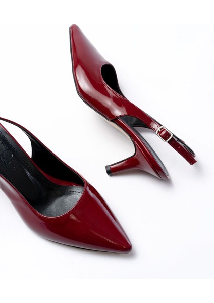 ST-1152 Bordo Rugan Günlük 7 cm Topuklu Kadın Ayakkabı