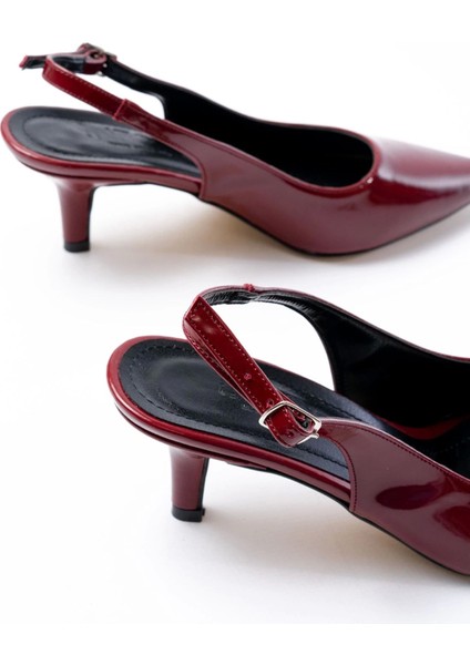 ST-1152 Bordo Rugan Günlük 7 cm Topuklu Kadın Ayakkabı