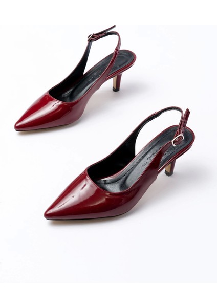ST-1152 Bordo Rugan Günlük 7 cm Topuklu Kadın Ayakkabı