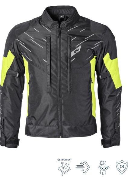 Kasaı 4 Mevsimlik Korumalı Motosiklet Montu Siyah Neon Sarı – Su ve Rüzgar Geçirmez