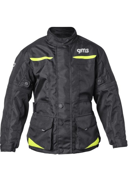 Gear Korumalı Çocuk Motosiklet Montu Siyah Neon Sarı - Su ve Rüzgar Geçirmez