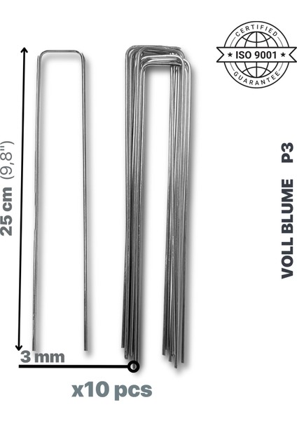 P3 25CM 15CM Çelik Metal Peyzaj Kazığı Bahçe Demiri Kaymaz Kancalı Branda Çivisi Paslanmaz Çelik Gümüş 10 Adet